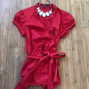 Express Red Wrap Blouse